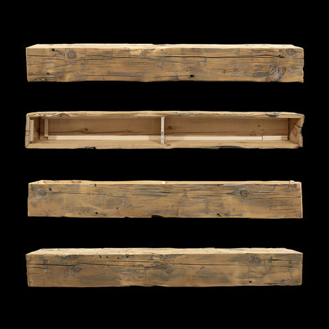 Hand Hewn Wood Box Beam Mantel - Rustic Fireplace Mantel - 8" x 8" x 64.5"