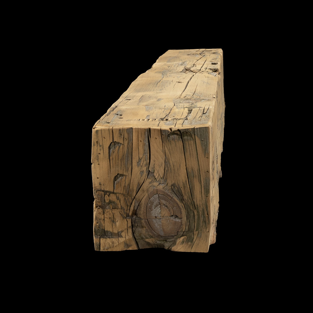 Hand Hewn Wood Box Beam Mantel - Rustic Fireplace Mantel - 8" x 8" x 64.5"