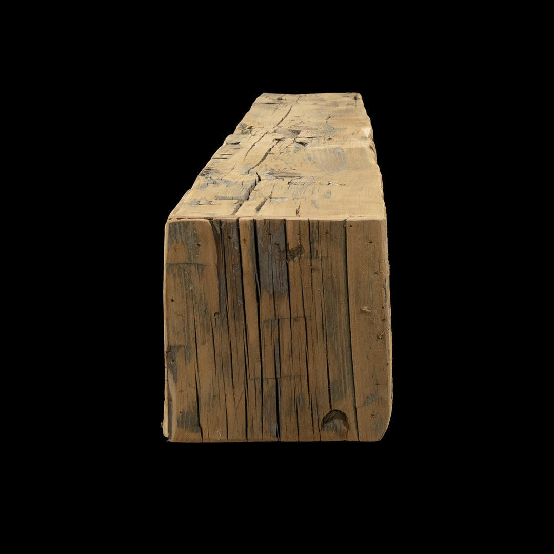 Hand Hewn Wood Box Beam Mantel - Rustic Fireplace Mantel - 8" x 8" x 64.5"