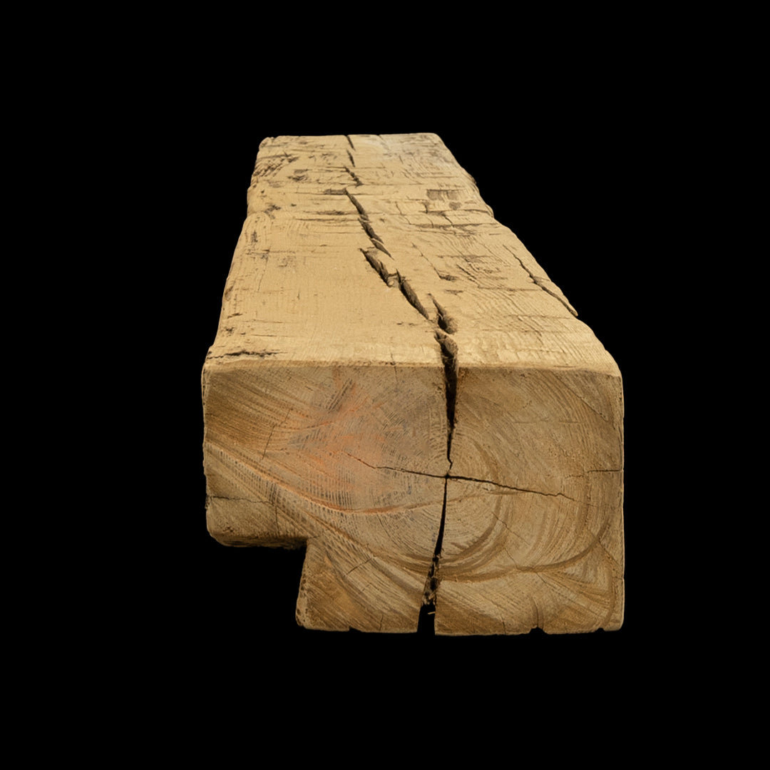 Hand Hewn Wood Mantel - Rustic Fireplace Mantel - 5" x 8" x 70"