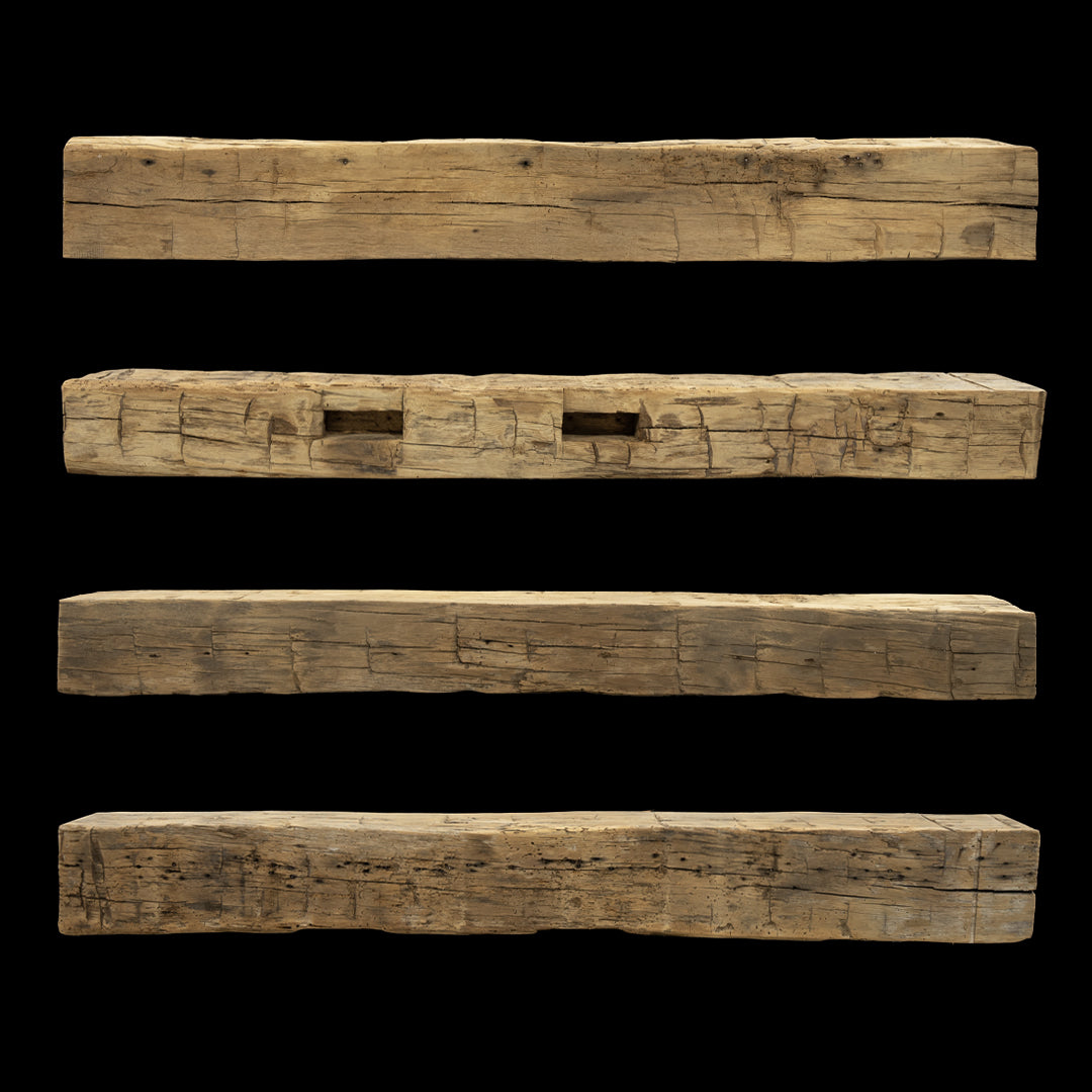 Hand Hewn Wood Mantel - Rustic Fireplace Mantel - 6.5" x 8" x 69"
