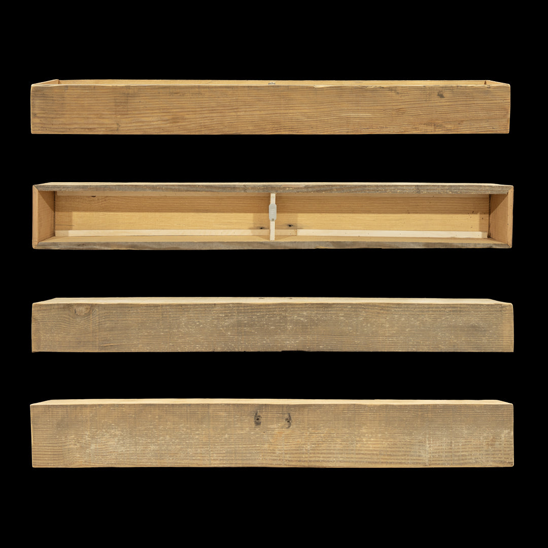 Rough Sawn Wood Box Beam Mantel - Rustic Fireplace Mantel - 6.5" x 8.5" x 64"