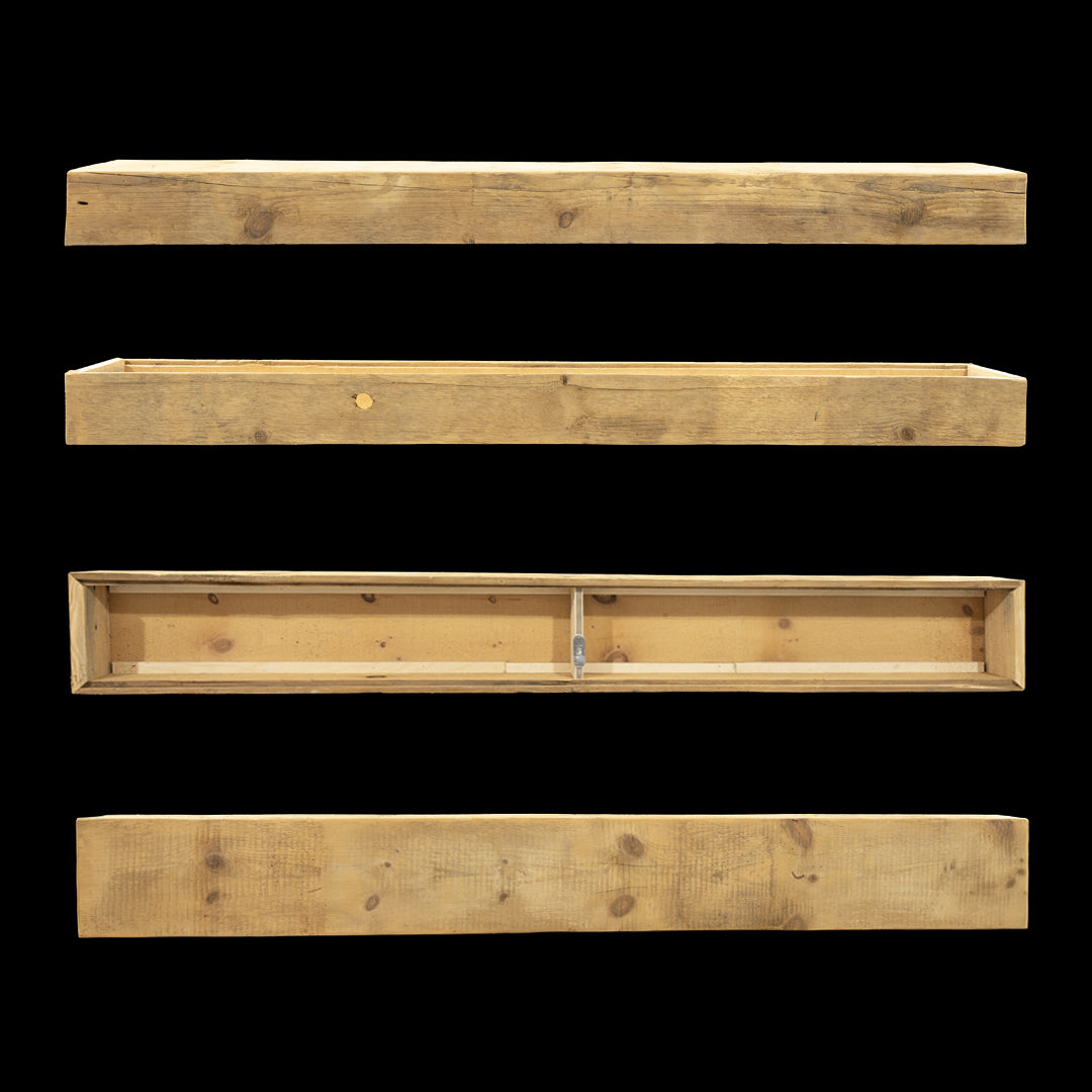 Rough Sawn Wood Box Beam Mantel - Rustic Fireplace Mantel - 6" x 9.5" x 77"