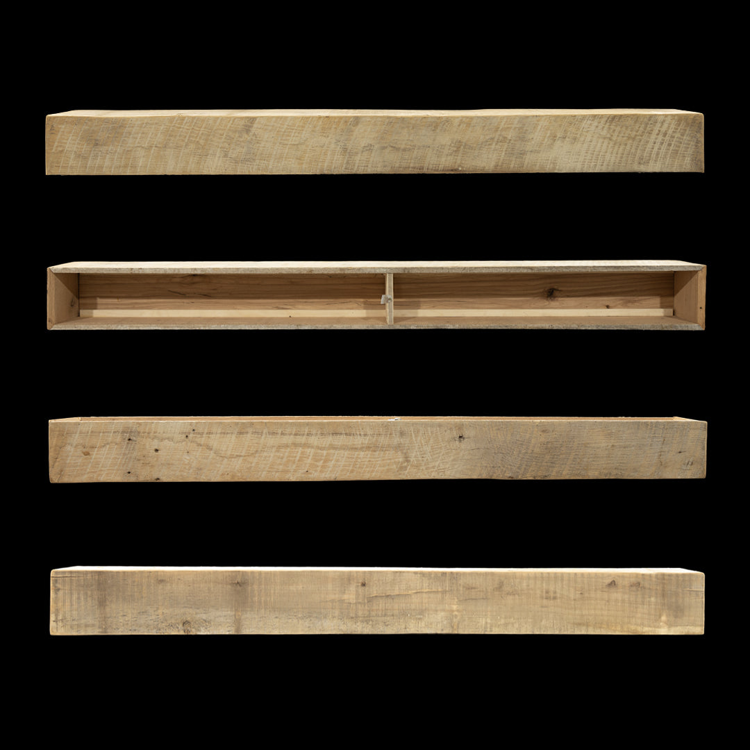 Rough Sawn Wood Box Beam Mantel - Rustic Fireplace Mantel - 7" x 7.5" x 77"