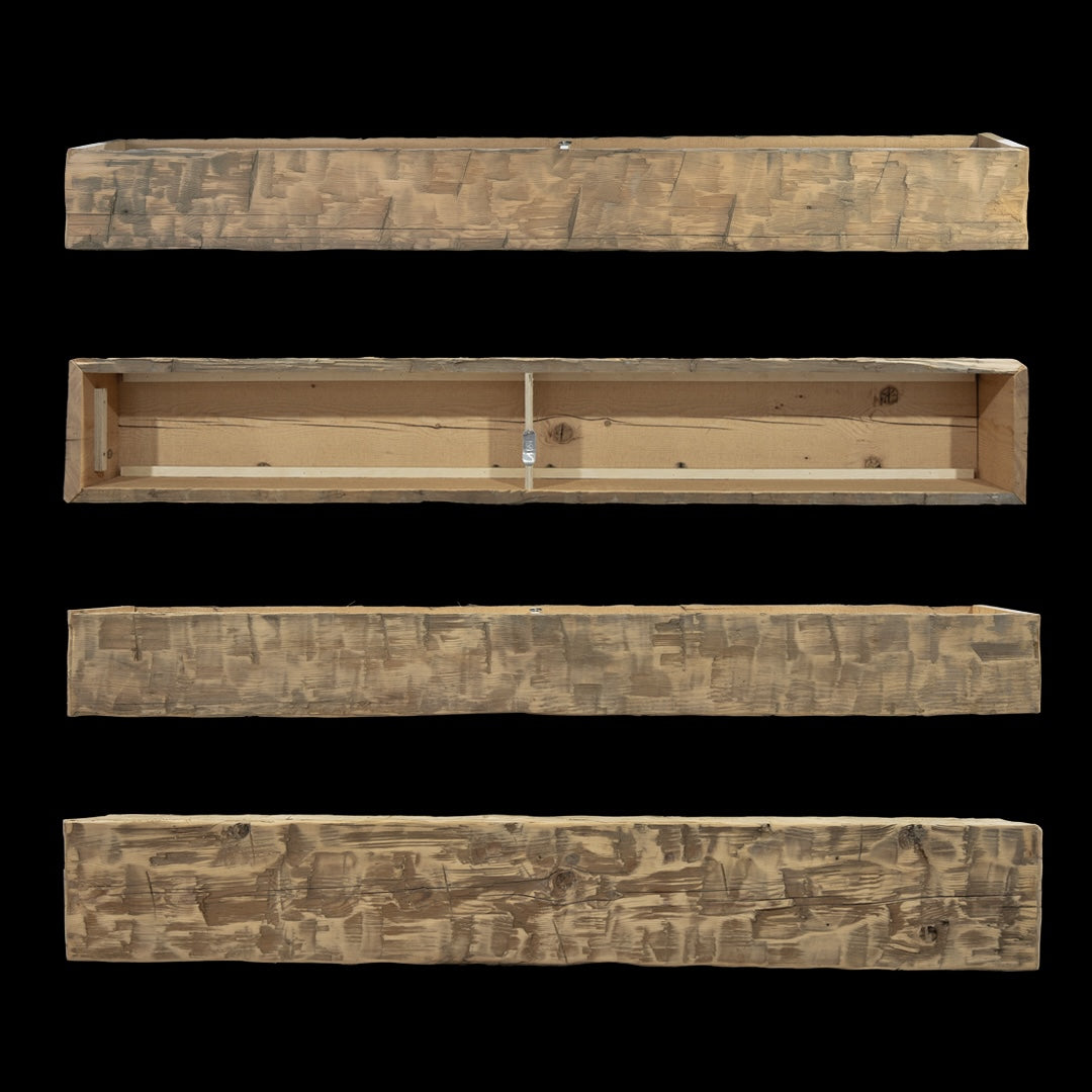 Hand Hewn Wood Box Beam Mantel - Rustic Fireplace Mantel - 7.5" x 10.5" x 72"