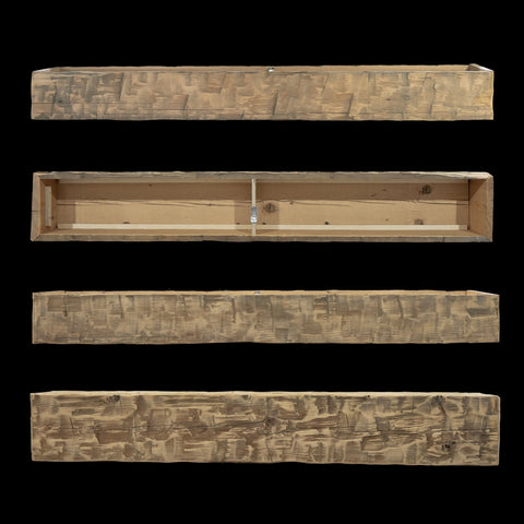 Hand Hewn Wood Box Beam Mantel - Rustic Fireplace Mantel - 7.5" x 10.5" x 72"