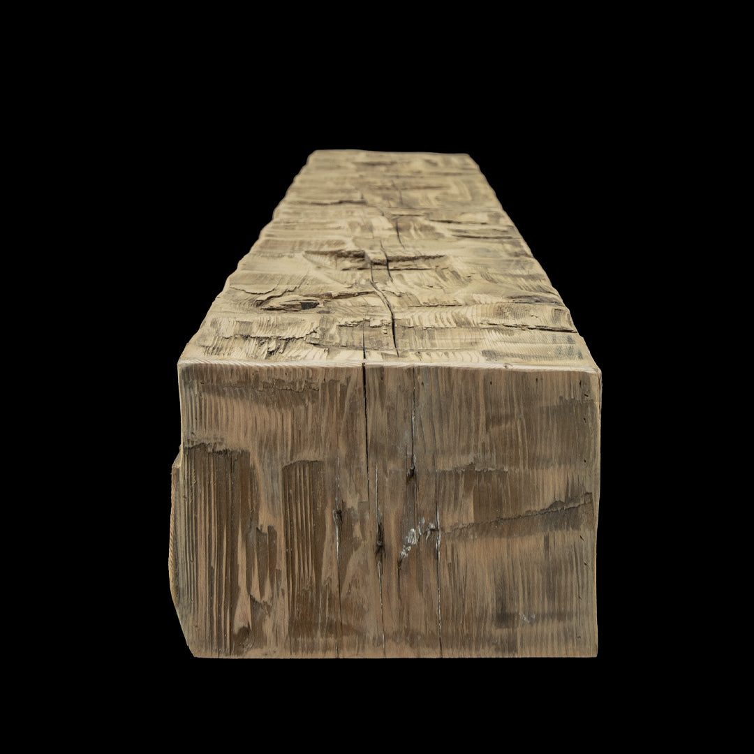 Hand Hewn Wood Box Beam Mantel - Rustic Fireplace Mantel - 7.5" x 10.5" x 72"