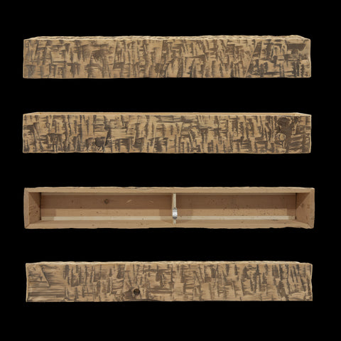 Hand Hewn Wood Box Beam Mantel - Rustic Fireplace Mantel - 8.5" x 9" x 64"