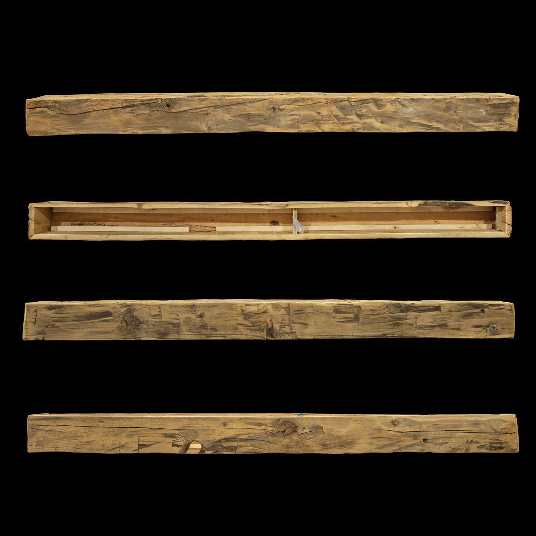 Hand Hewn Wood Box Beam Mantel - Rustic Fireplace Mantel - 6" x 6" x 76"