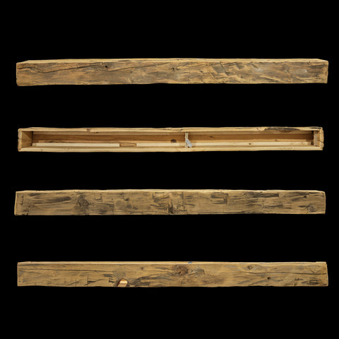 Hand Hewn Wood Box Beam Mantel - Rustic Fireplace Mantel - 6" x 6" x 76"