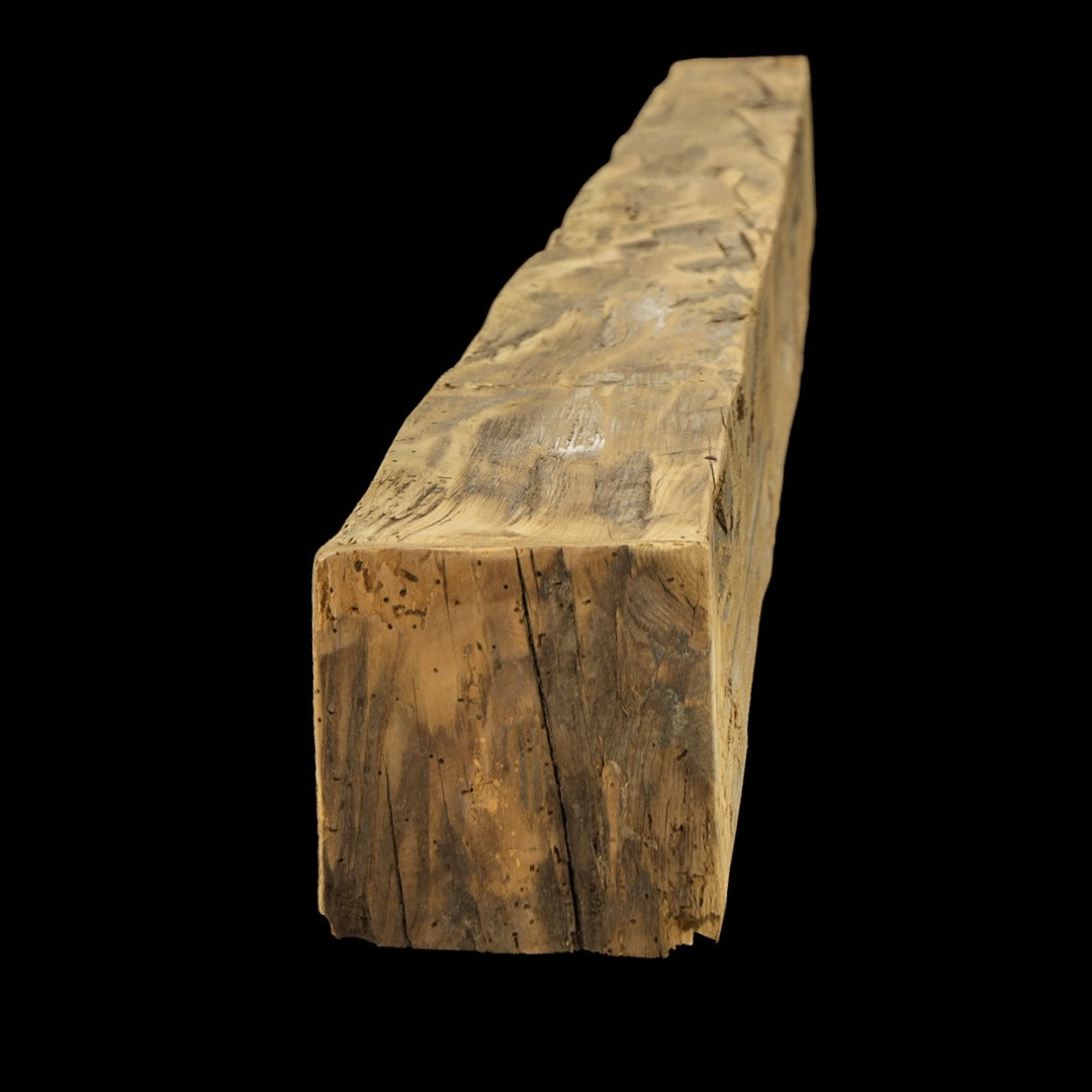 Hand Hewn Wood Box Beam Mantel - Rustic Fireplace Mantel - 6" x 6" x 76"