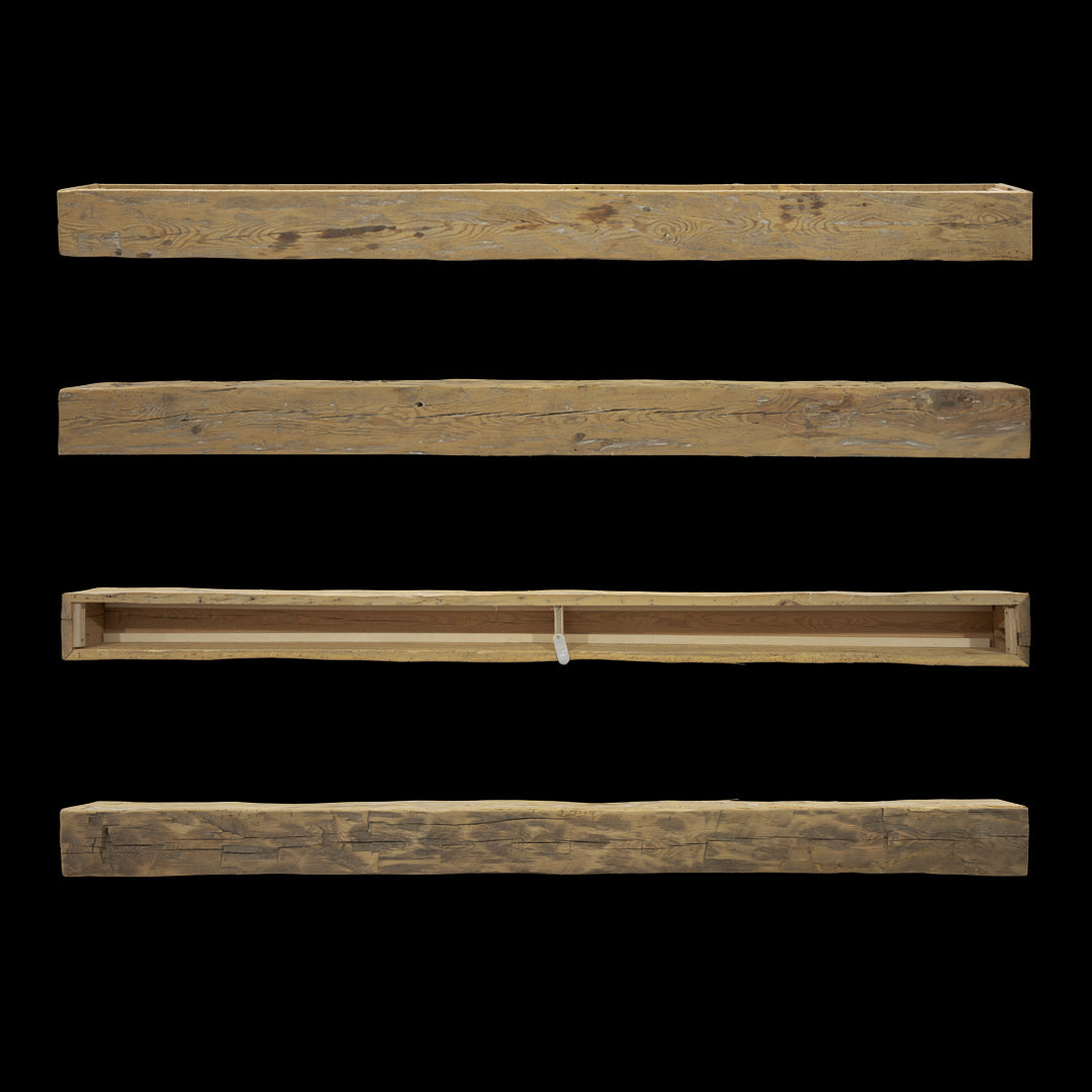 Hand Hewn Wood Box Beam Mantel - Rustic Fireplace Mantel - 6" x 6" x 84"