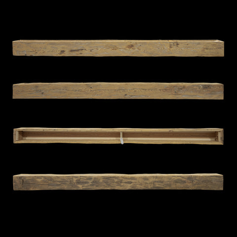 Hand Hewn Wood Box Beam Mantel - Rustic Fireplace Mantel - 6" x 6" x 84"
