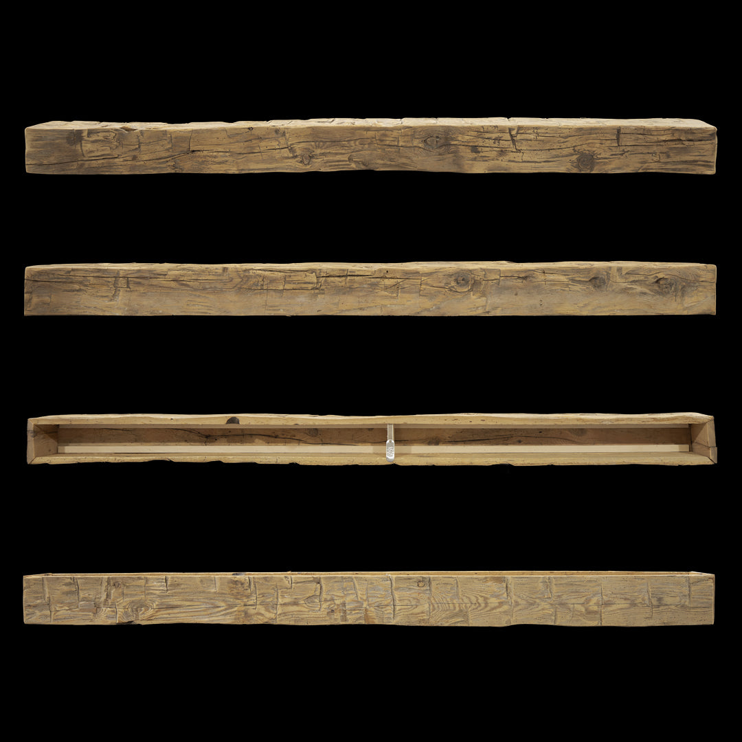 Hand Hewn Wood Box Beam Mantel - Rustic Fireplace Mantel - 6" x 6" x 84"