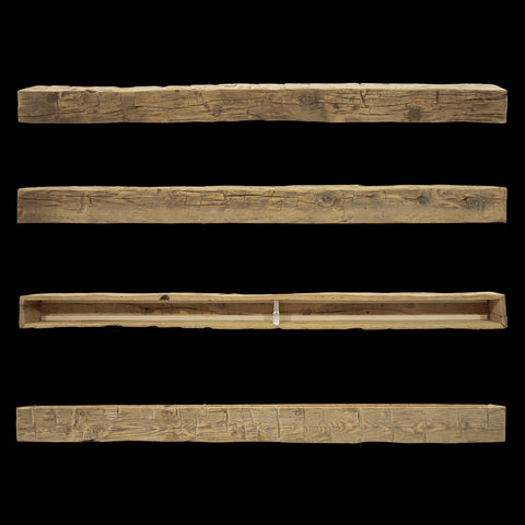 Hand Hewn Wood Box Beam Mantel - Rustic Fireplace Mantel - 6" x 6" x 84"