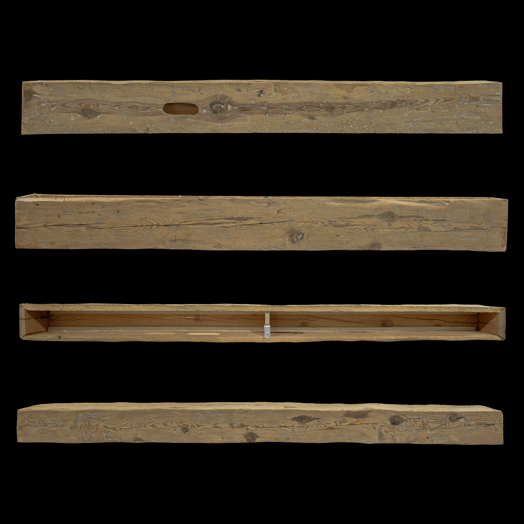 Hand Hewn Wood Box Beam Mantel - Rustic Fireplace Mantel - 6" x 9" x 84"