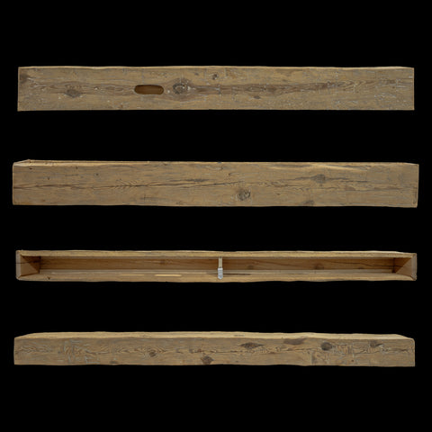 Hand Hewn Wood Box Beam Mantel - Rustic Fireplace Mantel - 6" x 9" x 84"