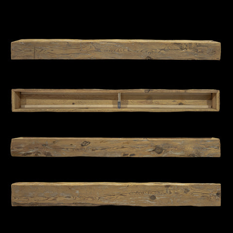 Hand Hewn Wood Box Beam Mantel - Rustic Fireplace Mantel - 6" x 7" x 70"