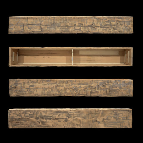 Hand Hewn Wood Box Beam Mantel - Rustic Fireplace Mantel - 12" x 13" x 84"