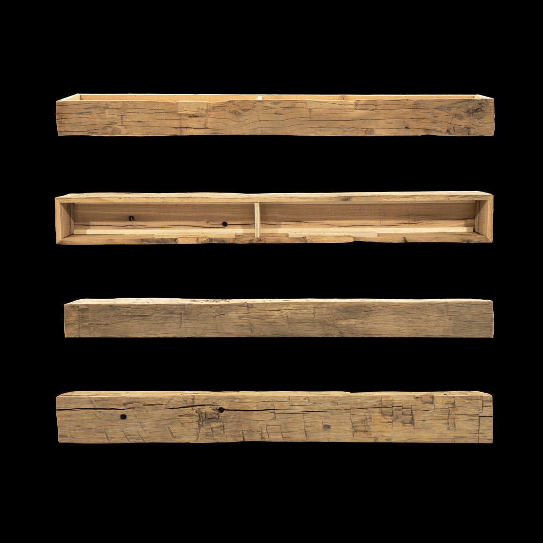 Hand Hewn Wood Box Beam Mantel - Rustic Fireplace Mantel - 6" x 8" x 72"