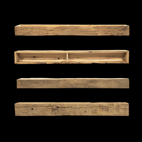 Hand Hewn Wood Box Beam Mantel - Rustic Fireplace Mantel - 6" x 8" x 72"
