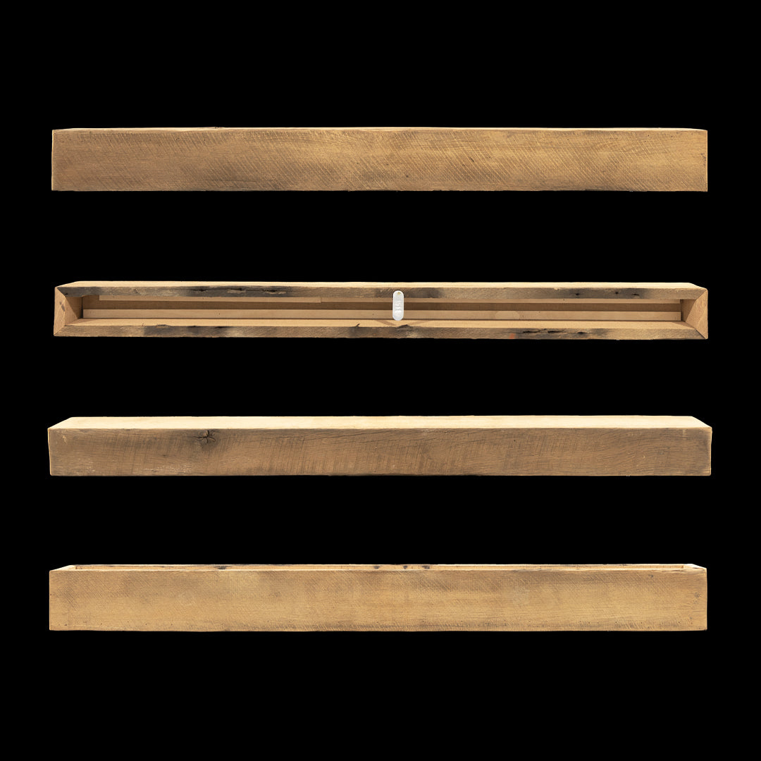 Rough Sawn Wood Box Beam Mantel - Rustic Fireplace Mantel - 4.5" x 5.5" x 60"