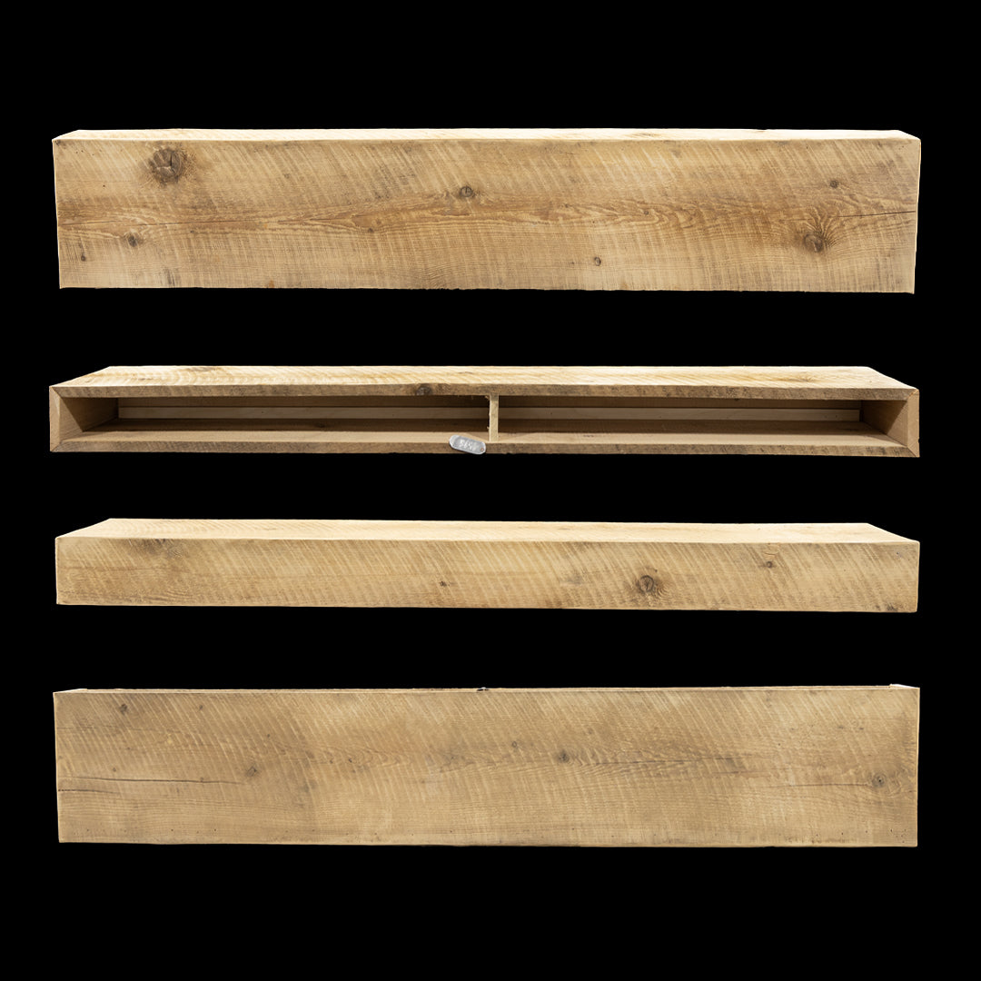 Rough Sawn Wood Box Beam Mantel - Rustic Fireplace Mantel - 5" x 11.5" x 64"