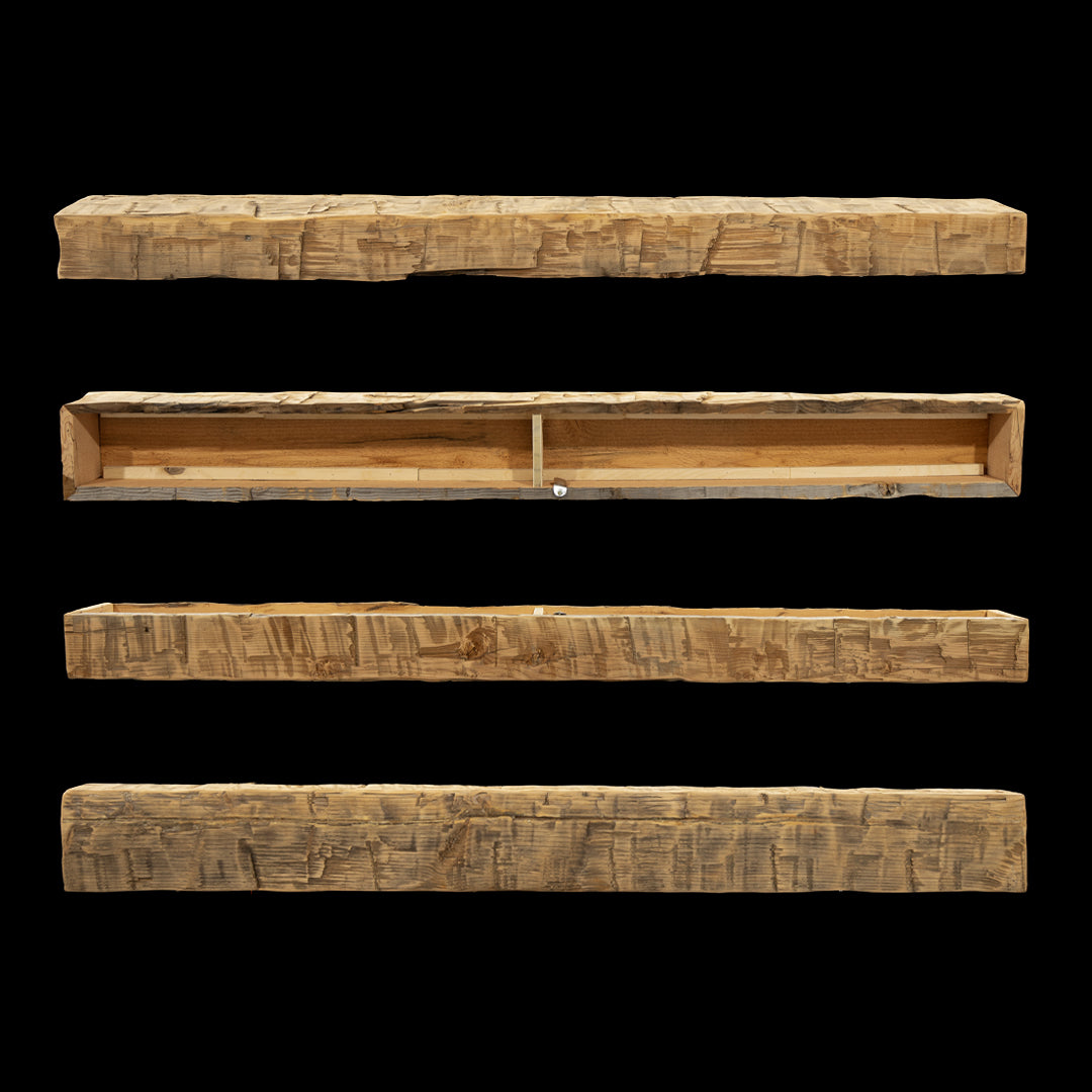 Hand Hewn Wood Box Beam Mantel - Rustic Fireplace Mantel - 5" x 7.5" x 72"