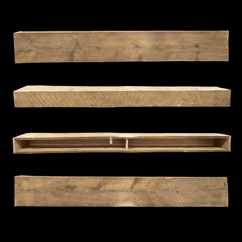 Rough Sawn Wood Box Beam Mantel - Rustic Fireplace Mantel - 6.5" x 11.5" x 84"