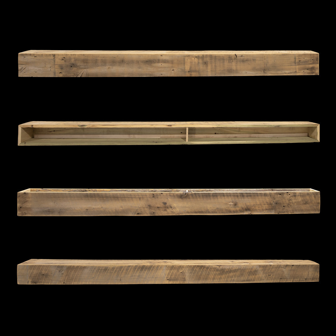 Rough Sawn Wood Box Beam Mantel - Rustic Fireplace Mantel - 5.5" x 6.5" x 84"
