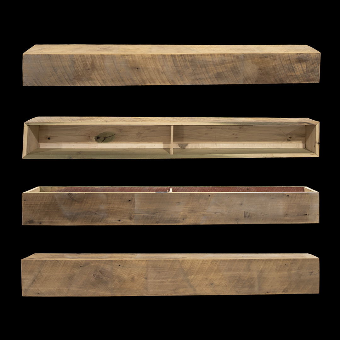 Rough Sawn Wood Box Beam Mantel - Rustic Fireplace Mantel - 6.5" x 7.5" x 60"