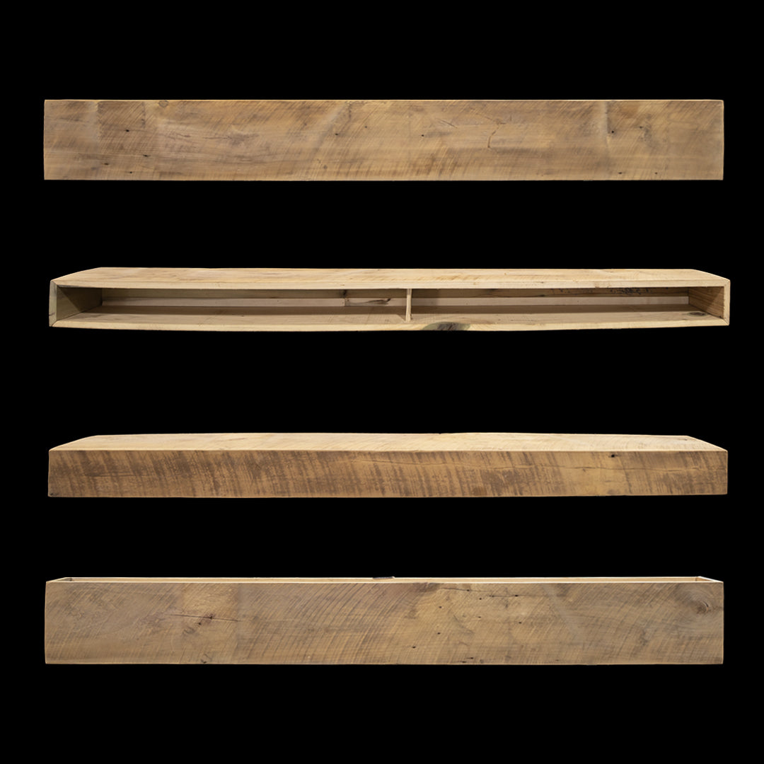Rough Sawn Wood Box Beam Mantel - Rustic Fireplace Mantel - 5.5" x 10.5" x 78"