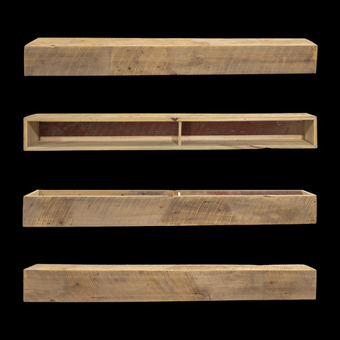 Rough Sawn Wood Box Beam Mantel - Rustic Fireplace Mantel - 6.5" x 7" x 64"