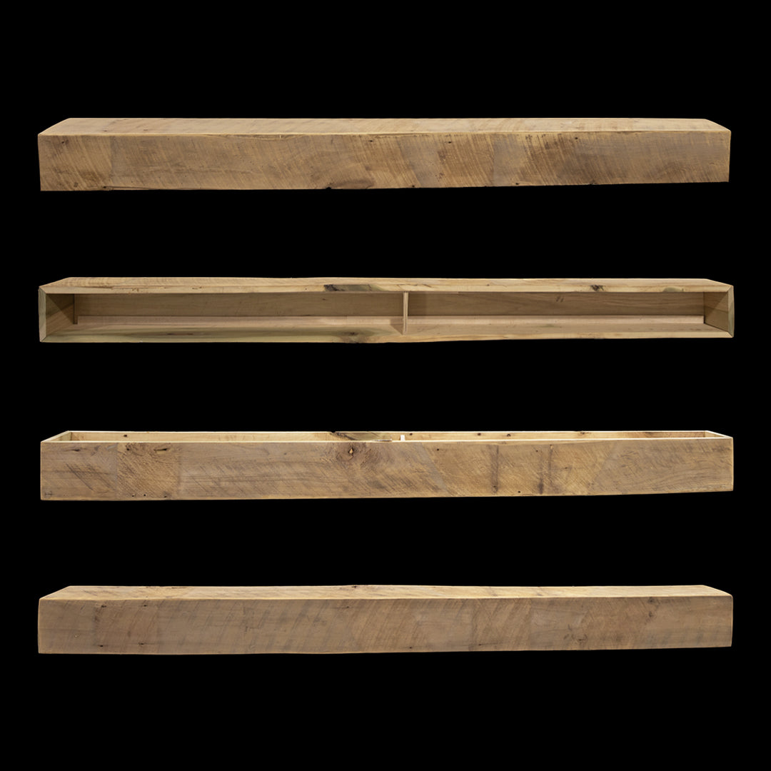 Rough Sawn Wood Box Beam Mantel - Rustic Fireplace Mantel - 6.5" x 6.5" x 80"