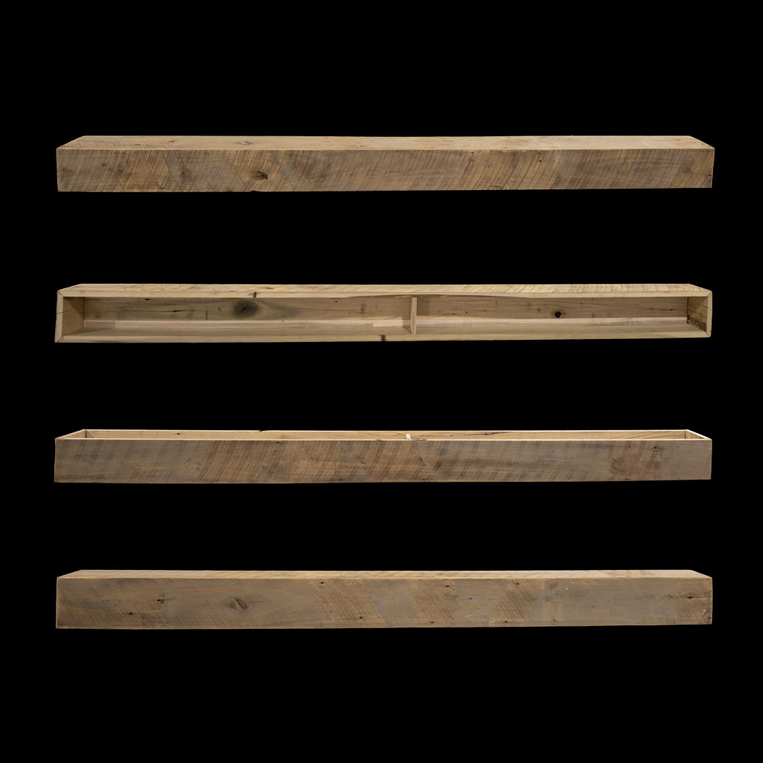 Rough Sawn Wood Box Beam Mantel - Rustic Fireplace Mantel - 5.5" x 6.5" x 80"