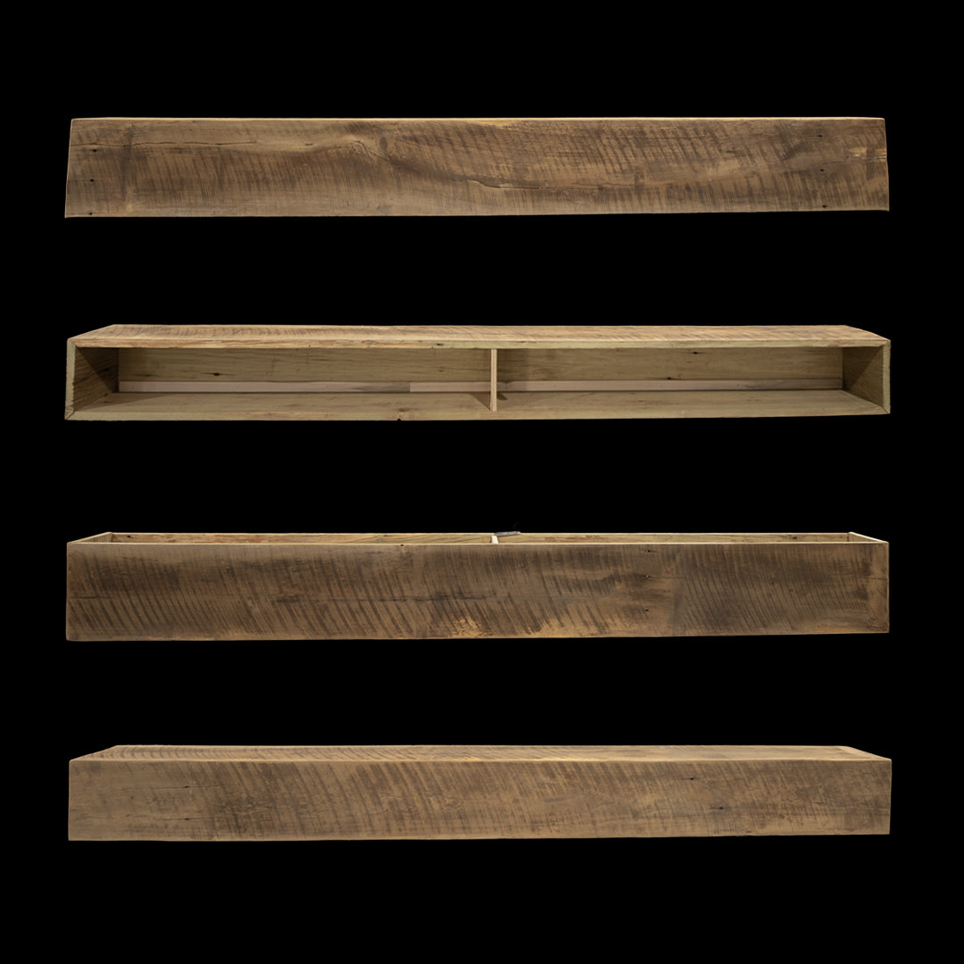Rough Sawn Wood Box Beam Mantel - Rustic Fireplace Mantel - 7.5" x 9" x 77"