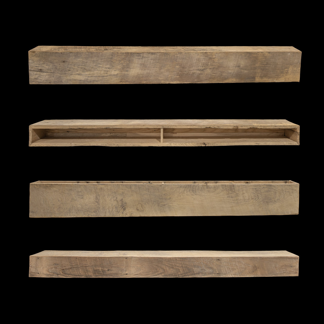 Rough Sawn Wood Box Beam Mantel - Rustic Fireplace Mantel - 5.5" x 8.5" x 70"