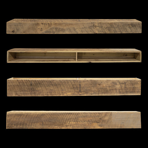 Rough Sawn Wood Box Beam Mantel - Rustic Fireplace Mantel - 6.5" x 8.5" x 69"