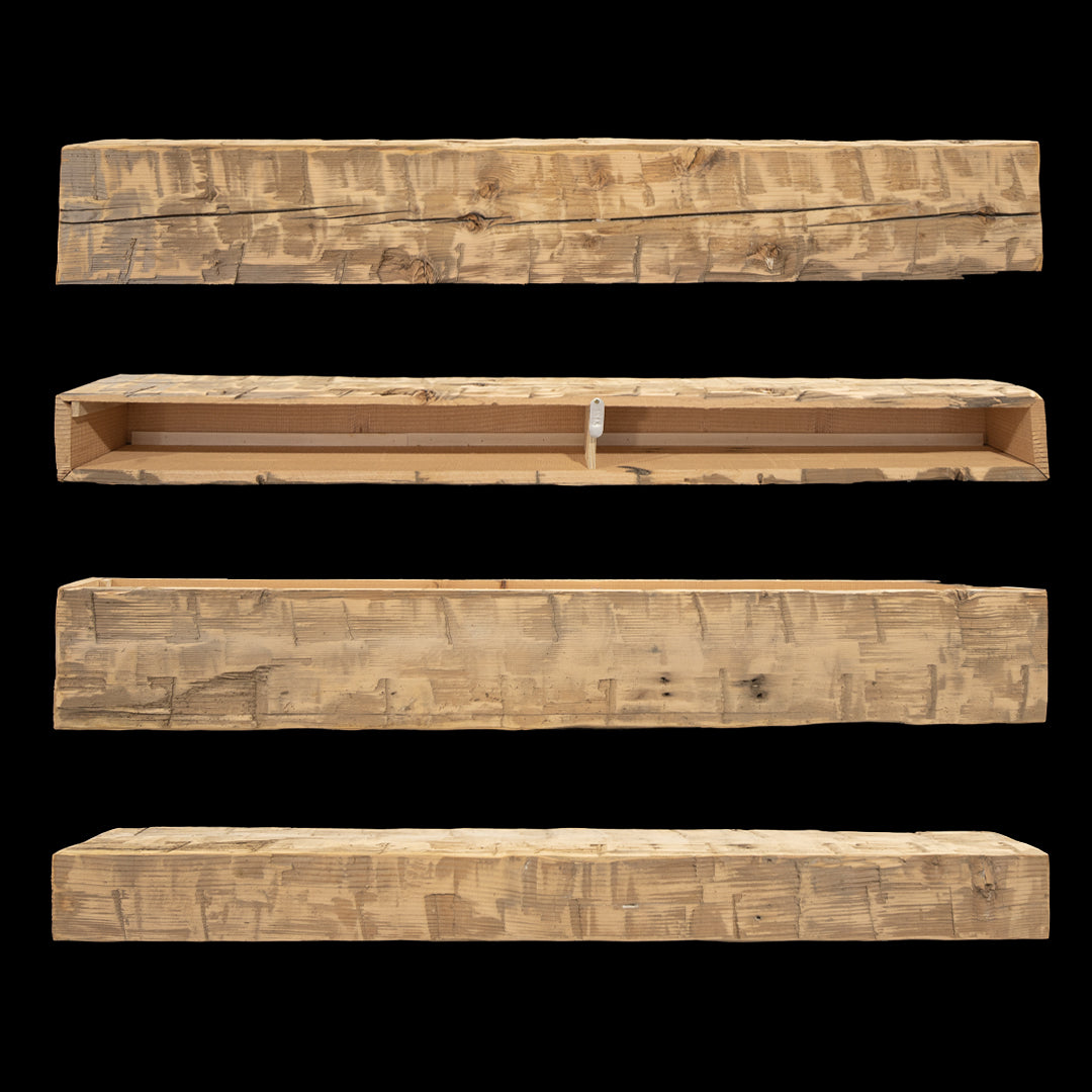 Hand Hewn Wood Box Beam Mantel - Rustic Fireplace Mantel - 6" x 10" x 70"
