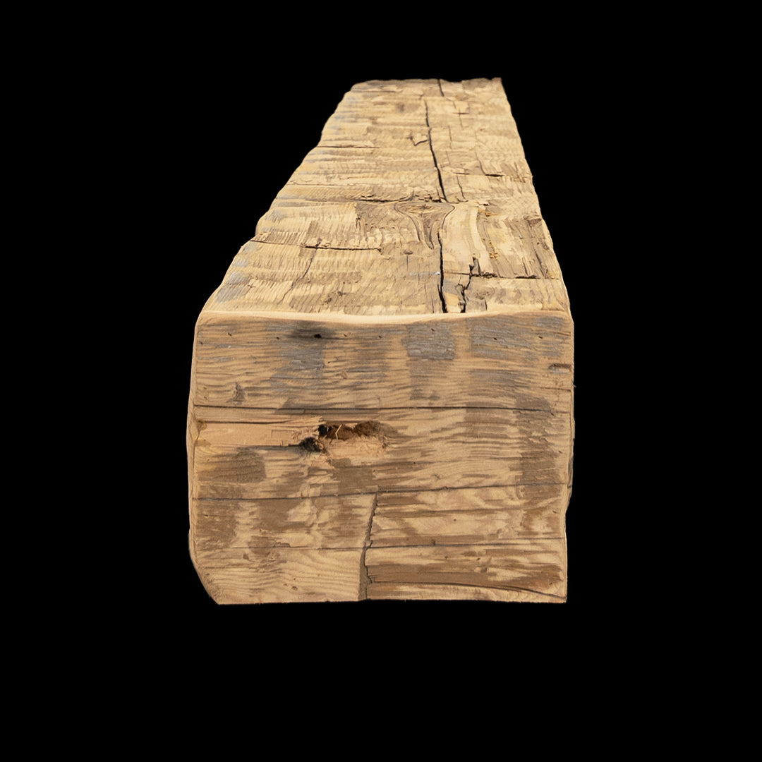 Hand Hewn Wood Box Beam Mantel - Rustic Fireplace Mantel - 7.5" x 10" x 67"
