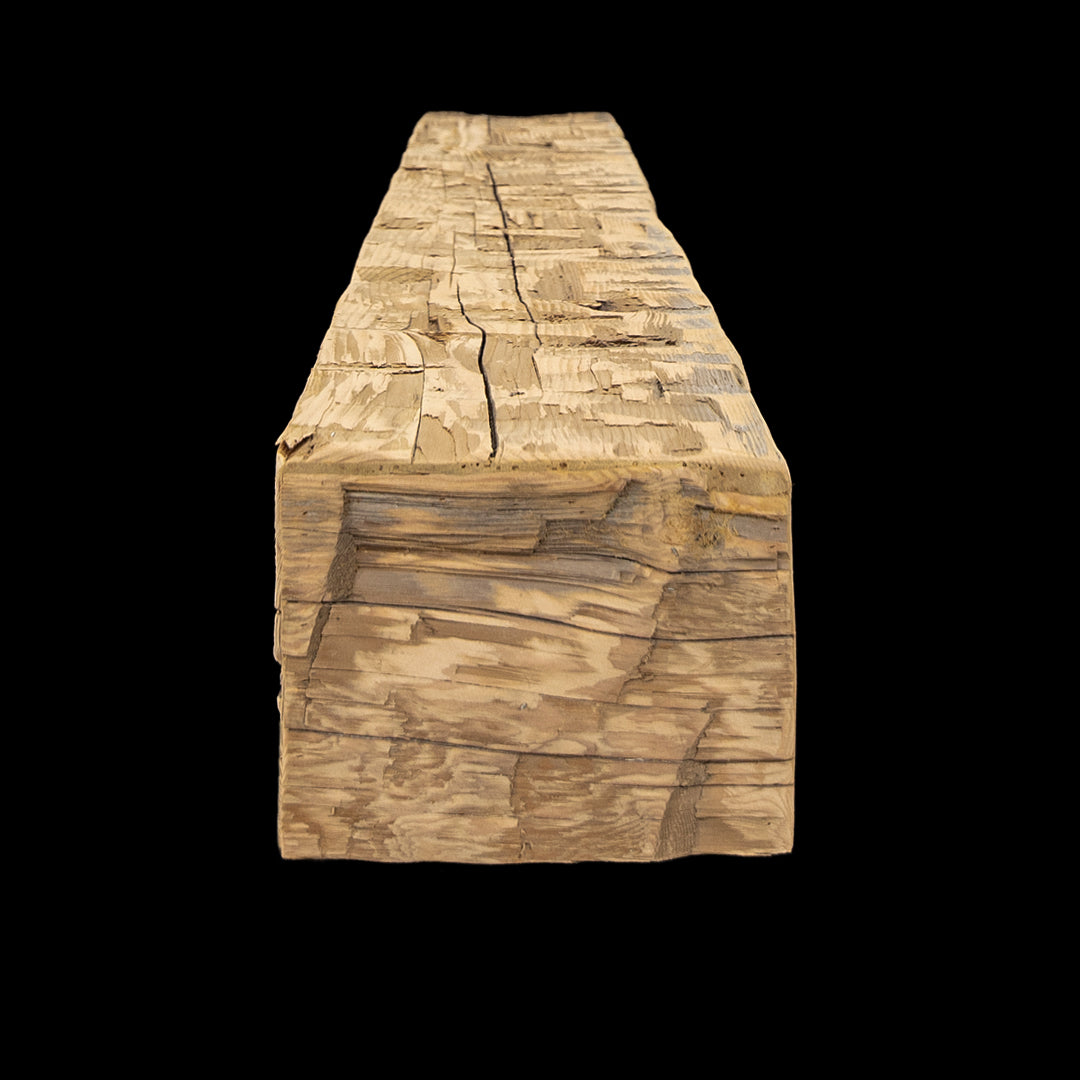 Hand Hewn Wood Box Beam Mantel - Rustic Fireplace Mantel - 7.5" x 10" x 67"