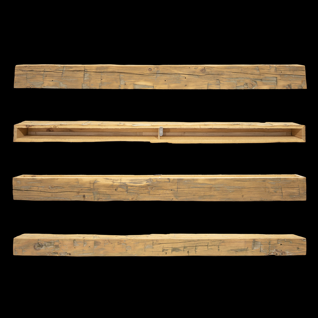 Hand Hewn Wood Box Beam Mantel - Rustic Fireplace Mantel - 5.5" x 6.5" x 84"