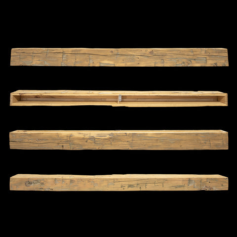 Hand Hewn Wood Box Beam Mantel - Rustic Fireplace Mantel - 5.5" x 6.5" x 84"