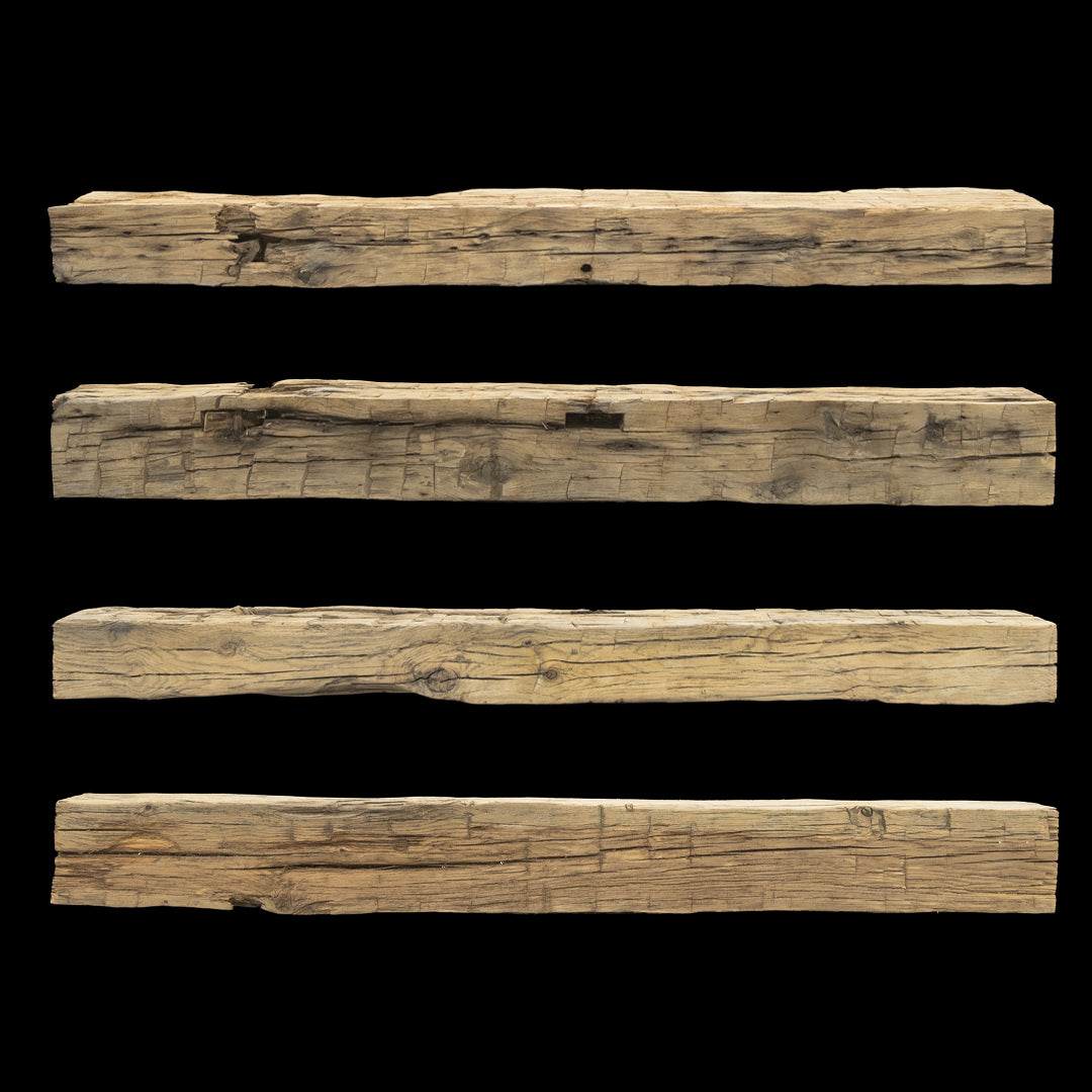 Hand Hewn Wood Mantel - Rustic Fireplace Mantel - 6.5" x 9" x 87"