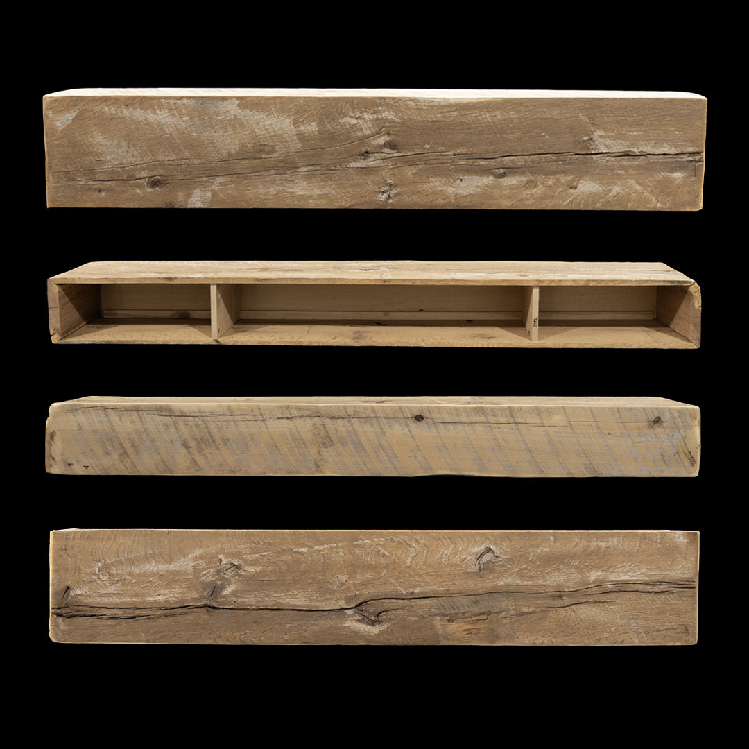 Rough Sawn Wood Box Beam Mantel - Rustic Fireplace Mantel - 7" x 11" x 63.5"