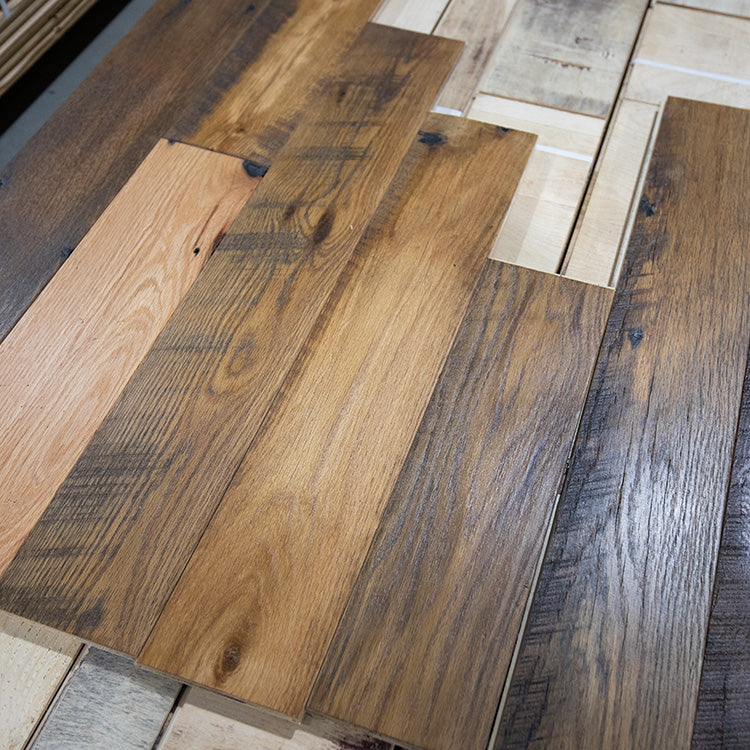 Antique Reclaimed Oak Hit-Skip 3" to 8" Random Widths - Oil Prefinish