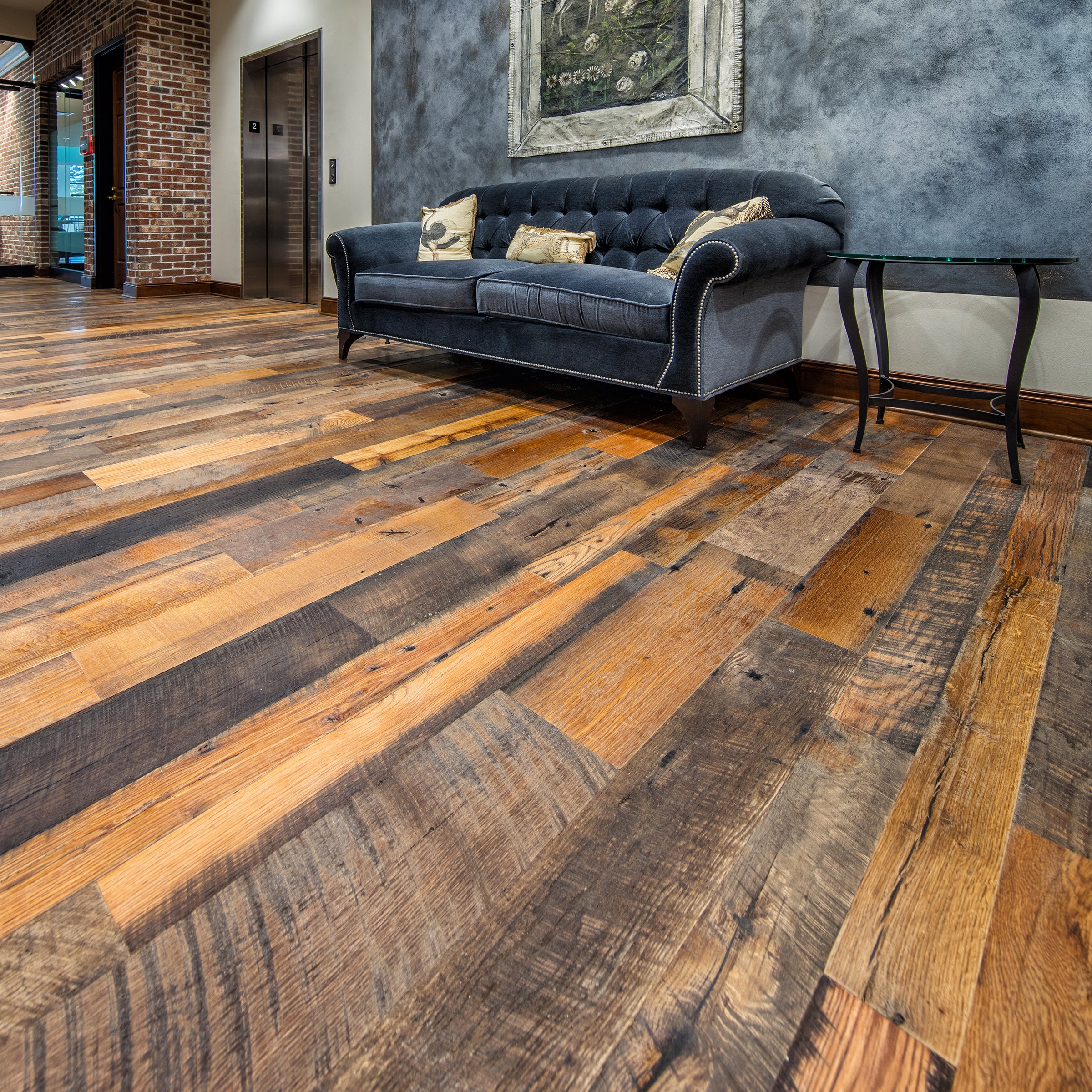 Antique Reclaimed Oak Hit-Skip Flooring 5", 7", 8" Wide - Unfinished