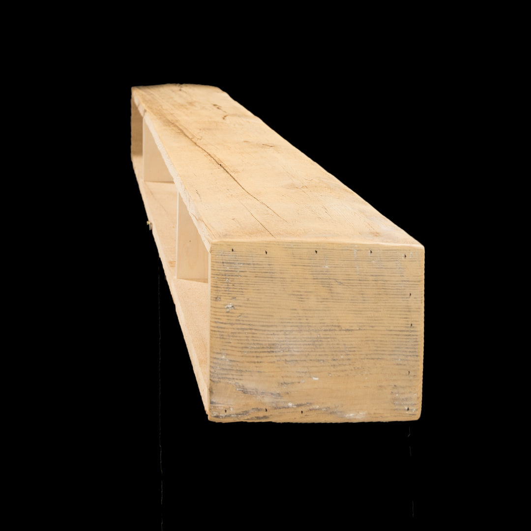 Rough Sawn Wood Box Beam Mantel - Rustic Fireplace Mantel - 7" x 8" x 66"