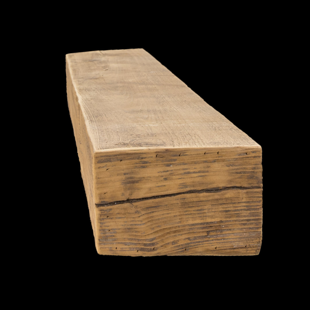 Mushroom Wood Box Beam Mantel - Rustic Fireplace Mantel - 6" x 9.5" x 53"