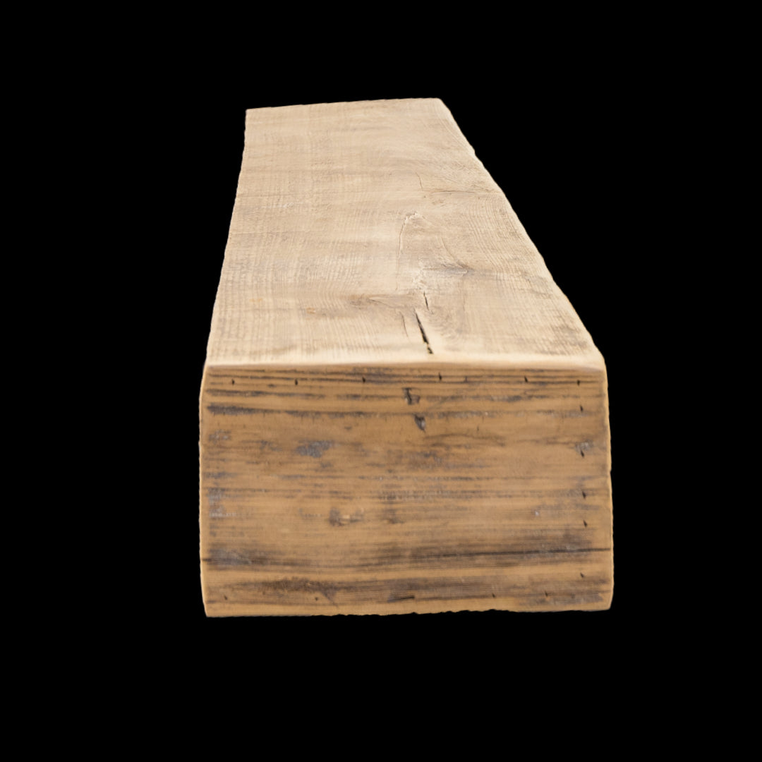 Mushroom Wood Box Beam Mantel - Rustic Fireplace Mantel - 6" x 9.5" x 53"